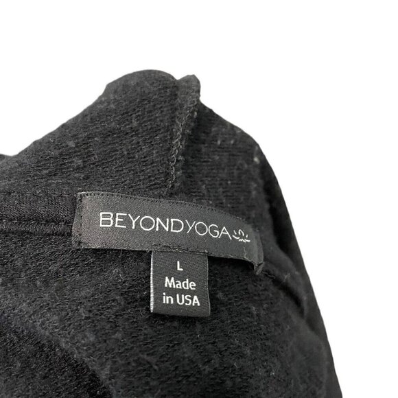 Beyond Yoga Jersey Knit Hooded Jogger Jumpsuit Playsuit Pockets Black size Large - Picture 9 of 10